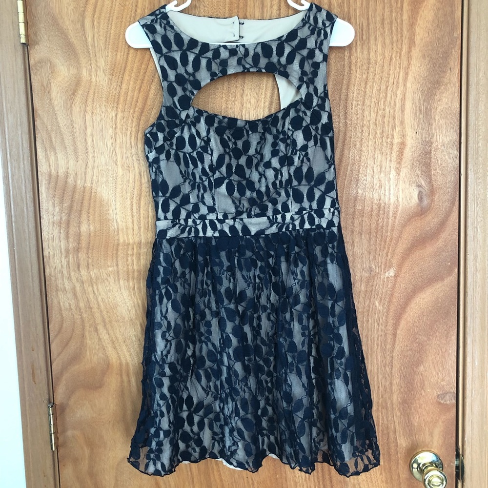 • 2/$10 • Nude and Blue Lace Formal Dress